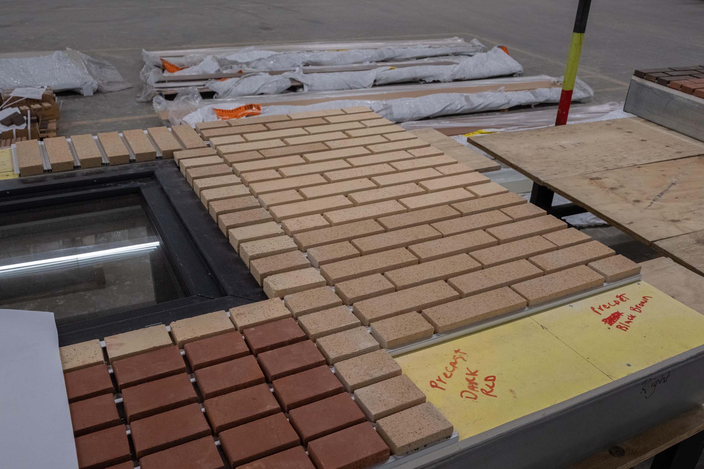 Thin brick and cladding samples for PIVOT Systems facade options