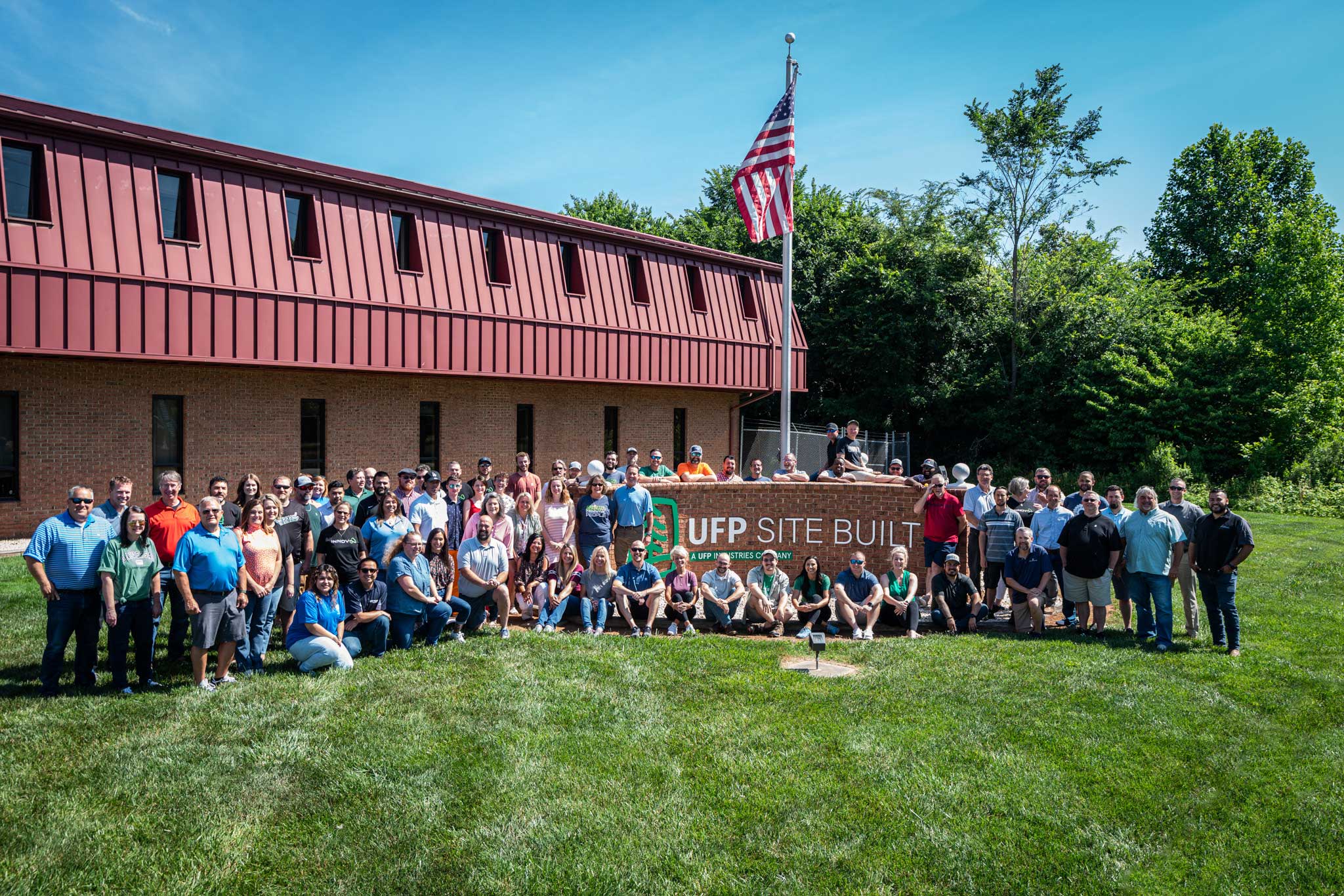 UFP Site Built design team group photo outside Burlington, NC facility