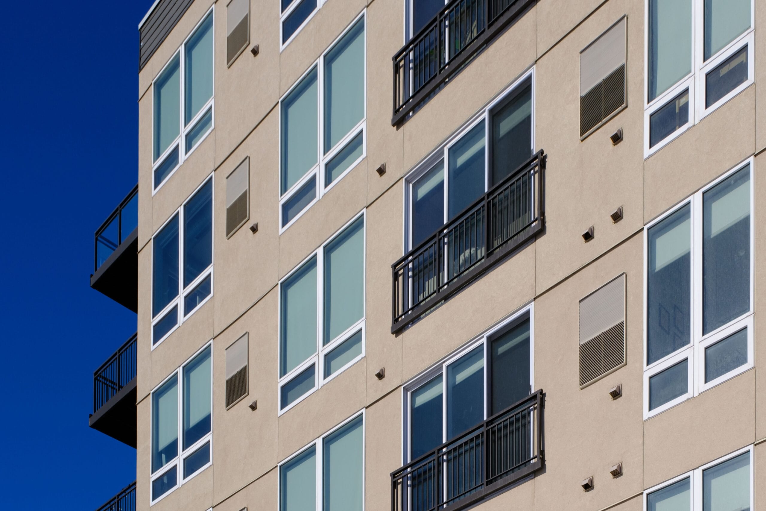 Aluminum balcony system on a residential building
